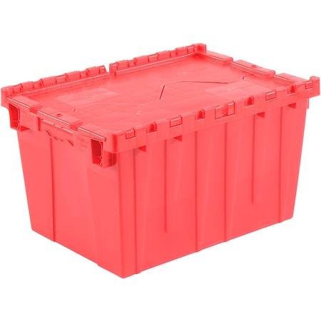Global Industrial Attached Lid Shipping Container, 21-7/8 in L, 15-1/4 in W, 12-7/8 in H, Plastic, Red 257809RD